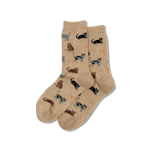 Hot Sox Women's Lovers Novelty Fashion Casual Crew Socks, Cats (Hemp), Shoe Size: 4-10