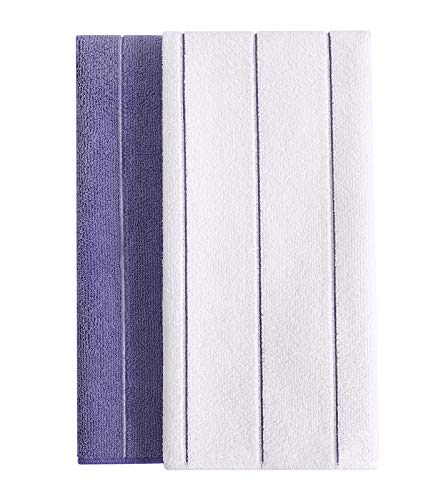 Microfiber Kitchen Towels - Super Absorbent, Soft and Solid Color Dish Towels, 8 Pack (Stripe Designed Purple and White Colors), 26 x 18 Inch (Purple)
