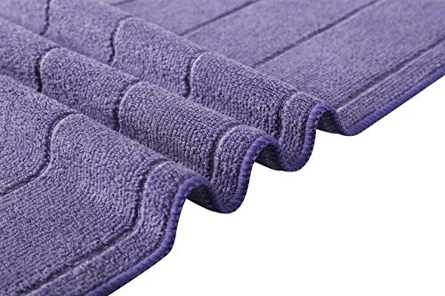 Microfiber Kitchen Towels - Super Absorbent, Soft and Solid Color Dish Towels, 8 Pack (Stripe Designed Purple and White Colors), 26 x 18 Inch (Purple)