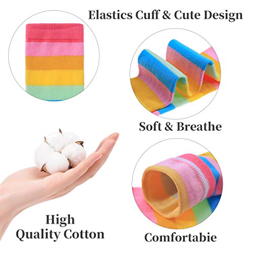 FNOVCO Girls Knee High Socks Cartoon Animal Patterns Cotton Over Calf Socks (6 Pairs rainbow)