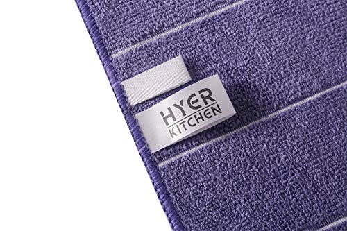 Microfiber Kitchen Towels - Super Absorbent, Soft and Solid Color Dish Towels, 8 Pack (Stripe Designed Purple and White Colors), 26 x 18 Inch (Purple)