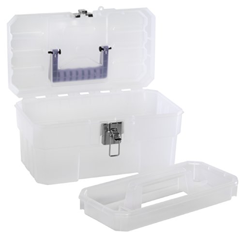 Akro-Mils 09514CFT ProBox 14-Inch Plastic Art Supply, Craft or Medical Storage Toolbox with Removable Tray, (14-Inch x 8-Inch x 8-Inch), Clear