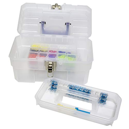Akro-Mils 09514CFT ProBox 14-Inch Plastic Art Supply, Craft or Medical Storage Toolbox with Removable Tray, (14-Inch x 8-Inch x 8-Inch), Clear