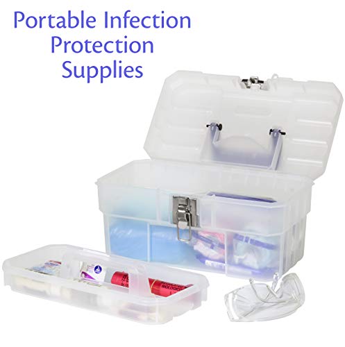 Akro-Mils 09514CFT ProBox 14-Inch Plastic Art Supply, Craft or Medical Storage Toolbox with Removable Tray, (14-Inch x 8-Inch x 8-Inch), Clear
