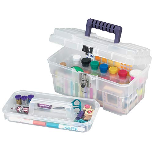 Akro-Mils 09514CFT ProBox 14-Inch Plastic Art Supply, Craft or Medical Storage Toolbox with Removable Tray, (14-Inch x 8-Inch x 8-Inch), Clear