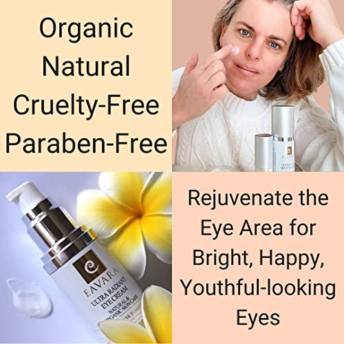 Organic Anti Aging Eye Cream - 1 oz Award Winning Eye Serum for Wrinkles, Fine Lines and Puffiness - Natural Skin Care with Aloe Vera, Jojoba Oil, Witch Hazel, Vitamin E, Hyaluronic Acid
