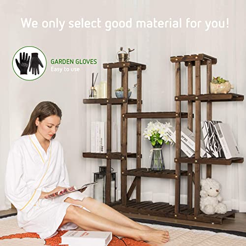 VIVOSUN Wood Plant Stand Indoor Outdoor 9 Tier Wooden Plant Shelf 17 Potted Flower Shelf Plant Rack Holder 44.5" High for Patio Garden Balcony Office
