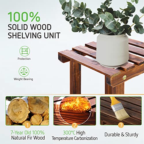 VIVOSUN Wood Plant Stand Indoor Outdoor 9 Tier Wooden Plant Shelf 17 Potted Flower Shelf Plant Rack Holder 44.5" High for Patio Garden Balcony Office