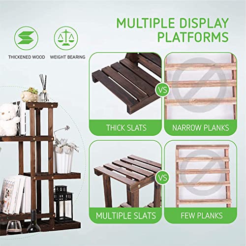 VIVOSUN Wood Plant Stand Indoor Outdoor 9 Tier Wooden Plant Shelf 17 Potted Flower Shelf Plant Rack Holder 44.5" High for Patio Garden Balcony Office