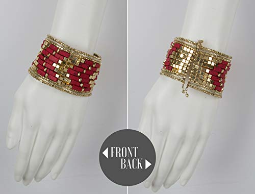 SPUNKYsoul Cuff Bracelets for Women Collection (RED/Cube Gold)