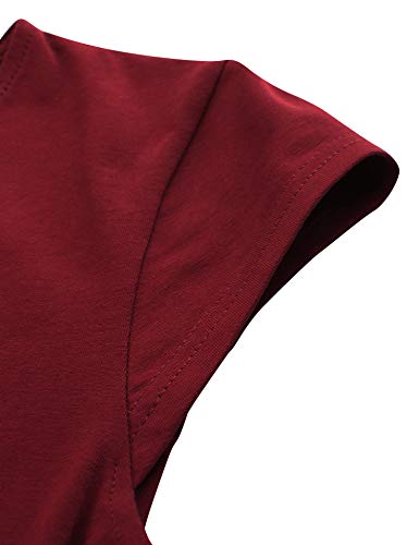 Lotusmile Coctail Dress for Women Elegant, Summer Sexy Fitted Bodycon Swing Sundress,(Large Wine Red)