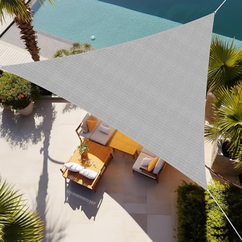 Shade&Beyond 16'x16'x16' Sun Shade Sail Triangle Canopy Light Grey Outdoor UV Sunshade Sail for Patio Yard Backyard Garden Lawn