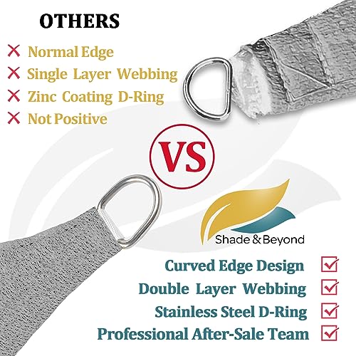 Shade&Beyond 16'x16'x16' Sun Shade Sail Triangle Canopy Light Grey Outdoor UV Sunshade Sail for Patio Yard Backyard Garden Lawn