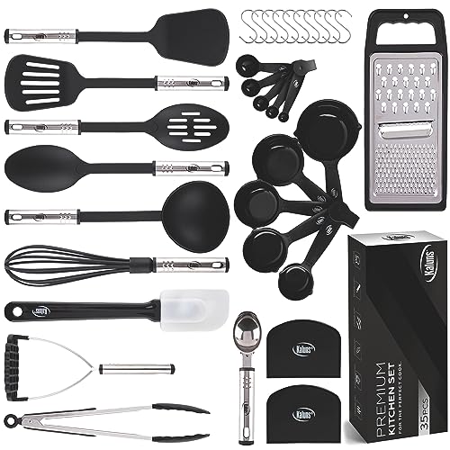 Kitchen Utensil Set 24 Nylon and Stainless Steel Utensil Set, Non-Stick and Heat Resistant Cooking Utensils Set, Best Kitchen Tools, Useful Pots and Pans Accessories and Kitchen Gadgets