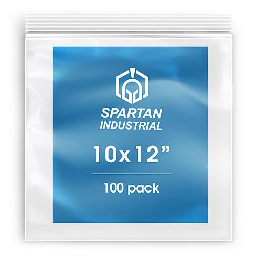 Spartan Industrial - 10â X 12â (100 Count) 2 Mil Clear Reclosable Zip Plastic Poly Bags with Resealable Lock Seal Zipper