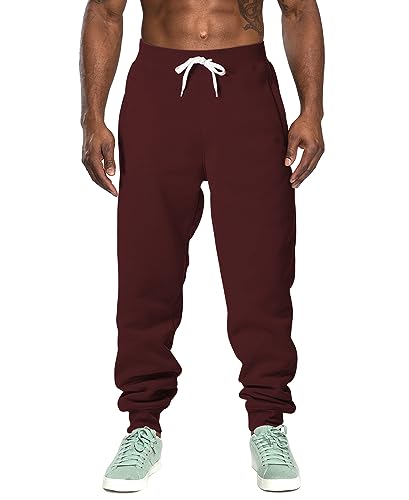 Southpole Men's Active Basic Jogger Fleece Pants, Burgundy, 2XL