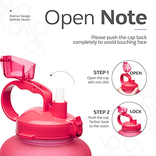 Venture Pal Large 1 Gallon/128 OZ (When Full) Motivational BPA Free Leakproof Water Bottle with Straw & Time Marker Perfect for Fitness Gym Camping Outdoor Sports