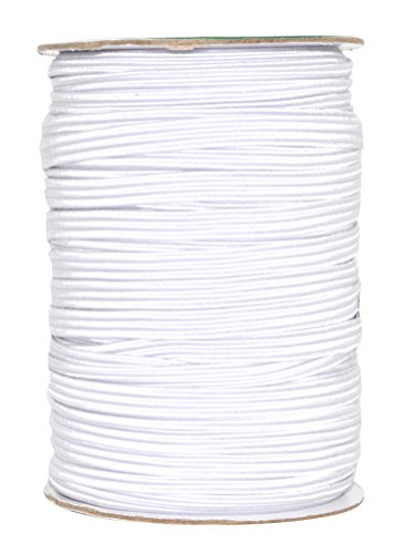 Mandala Crafts Flat Elastic Band, Braided Stretch Strap Cord Roll for Sewing and Crafting (1/4 inch 6mm 50 Yards, White)