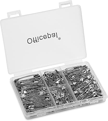 Officepal Premium Quality 4-Size Pack of Safety Pins- Top 250-Count ? Durable, Rust-Resistant Nickel Plated Steel Set- Best Sewing Accessories Kit for Baby Clothing, Crafts, Arts (4-Size in 1 No.001)