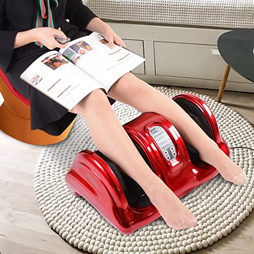 AW Shiatsu Foot Massager Kneading and Rolling Leg Calf Ankle with Remote Control Personal Home Health Care Red