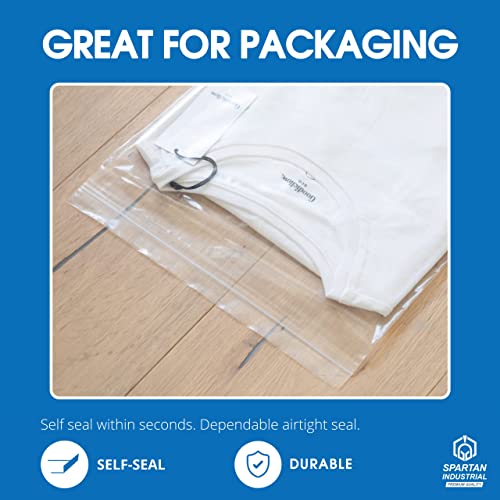 Spartan Industrial - 13â X 18â (100 Count) 2 Mil Clear Reclosable Zip Plastic Poly Bags with Resealable Lock Seal Zipper