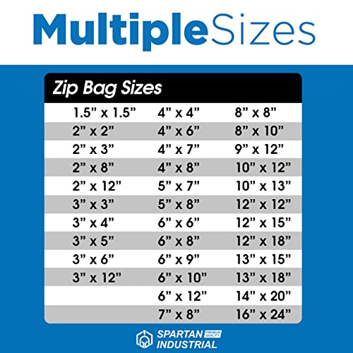 Spartan Industrial - 13â X 18â (100 Count) 2 Mil Clear Reclosable Zip Plastic Poly Bags with Resealable Lock Seal Zipper
