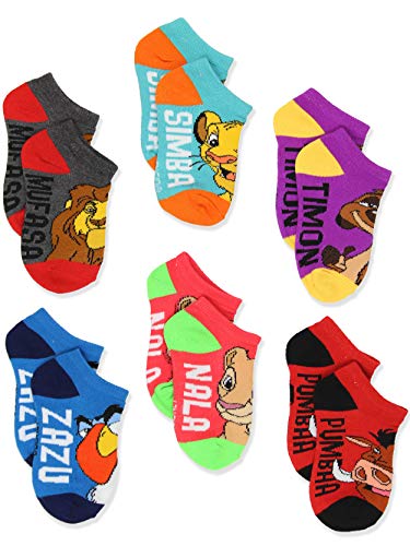 Disney The Lion King Boy's Girl's Toddler Teen Adult's 6 pack Socks Set (Shoe: 10-4 (Sock: 6-8), Blue/Multi)