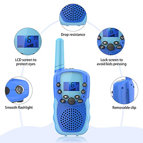 Kids Walkie Talkies with Detachable Lanyard and Flashlight