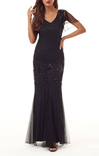 1920s Flapper Cocktail Dress Plus Size (Black, XL)