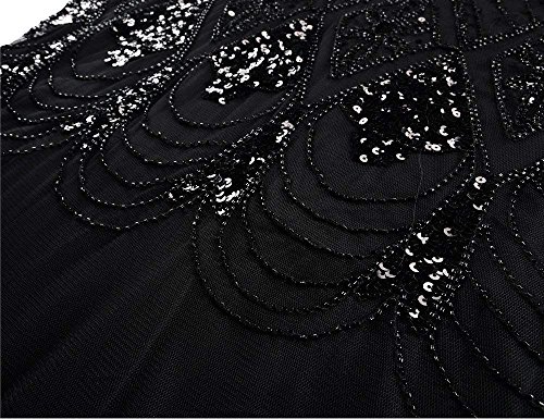 1920s Flapper Cocktail Dress Plus Size (Black, XL)