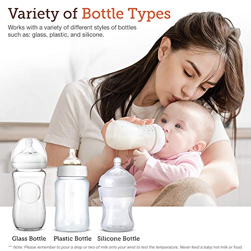 BabyX Fast Bottle Warmer For Breastmilk, Infant Formula, Baby Food Heater Quickly Warm and Sterilizer, Sanitize Pacifiers and Fits Most Bottle Size [Built-in Smart Temp. Controller]