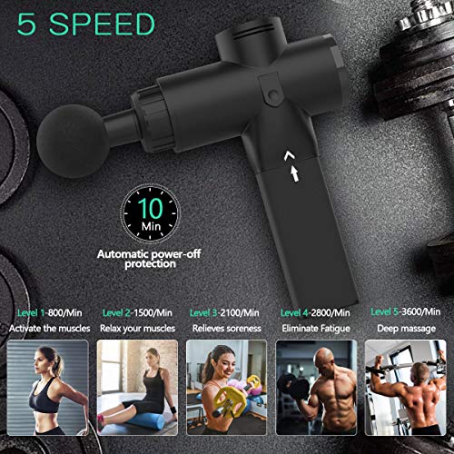 OBOR Deep Tissue Massage Gun Electric Full Body Handheld Muscle Percussion Massager 5 Speed Adjustable Quiet & Powerful Device for Personal Health Care