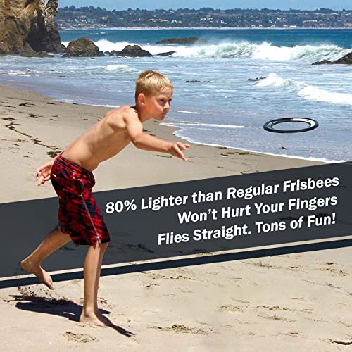 Activ Life Kid's Flying Rings [Black/White] 2 Pack - Best Water Toys for Summer Beach Games Gear Items and Swimming Pool - Sand Lawn Fun Outdoor Stuff - Outside Family Essentials