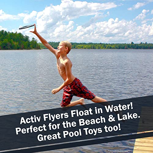 Activ Life Kid's Flying Rings [Black/White] 2 Pack - Best Water Toys for Summer Beach Games Gear Items and Swimming Pool - Sand Lawn Fun Outdoor Stuff - Outside Family Essentials