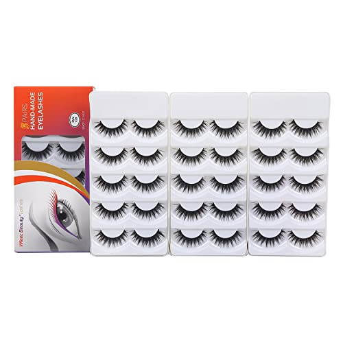 Wleec Beauty False Eyelash Pack Natural Strip Lashes Handmade Eyelashes Set #28 (15 Pairs/3 Pack)