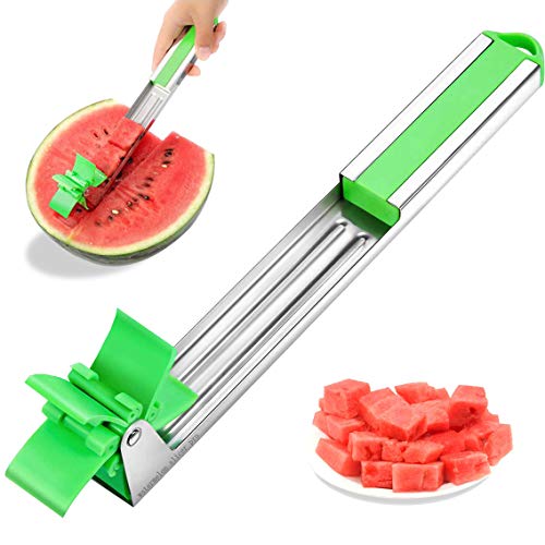 Watermelon Slicer Cutter Stainless Steel Windmill Watermelon Cutter Knife - Kids Fascinated Melon Cuber Cutting Tool - Carving and Cutting Utility Knife for Home Fruit Party - Cool Kitchen Gadgets