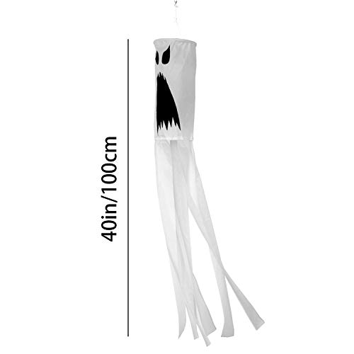 PINCHUANG 4 Pack 40 Inch Halloween Windsocks Flag Halloween Ghost Windsock Flag Outdoor Hanging Decoration for Halloween Front Yard Patio Lawn Garden Party Decor