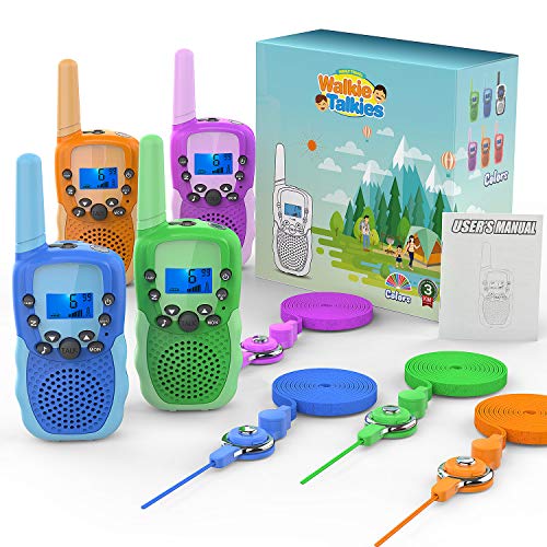 Kids Walkie Talkies, Long Range, Flashlight, 4-Pack