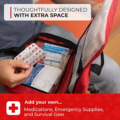 First Aid Kit ? 291 Pieces ? Bag. Packed with Hospital Grade Medical Supplies for Emergency and Survival situations. Ideal for The Car, Camping, Hiking, Travel, Office, Sports, Pets, Hunting, Home