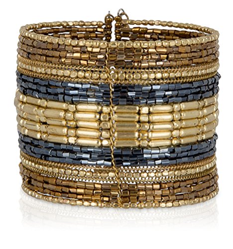 SPUNKYsoul Gold, Gun Metal Gray Cuff Bracelets for Women Collection (Gold/Dark Gray)