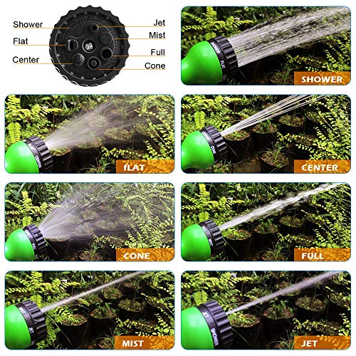 Sporgo Garden Hose 100ft Expandable Strongest Water Hose Extra Strength Fabric,Flexible Expanding Pressure Water Hose with 7 Functional Spray Nozzles for Garden Patio Lawn Car Washing (100)