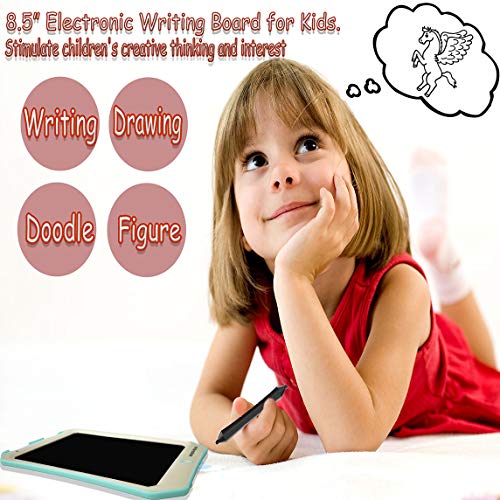 8.5 in Colorful Electronic Drawing Pads for Kids, Portable Reusable Erasable Writer, Elder Message Board, 4-8 Years Old Boys for Digital Handwriting Pad Doodle Board for School (Green-cc)