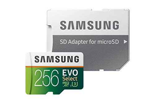 Samsung Electronics EVO Select 256GB microSDXC UHS-I U3 100MB/s Full HD & 4K UHD Memory Card with Adapter (MB-ME256HA)