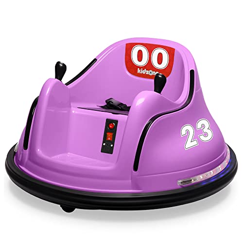 Kidzone DIY Race #00-99 6V Kids Toy Electric Ride On Bumper Car Vehicle Remote Control 360 Spin ASTM-Certified, Purple