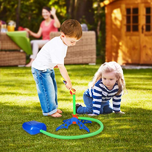 Duckura Jump Rocket Launchers for Kids, Outdoor Air Rocket Toys with Launcher and 6 Foam Rockets, Summer Toys Gift for Boys Girls Toddlers Ages 3 4 5 6 and Up