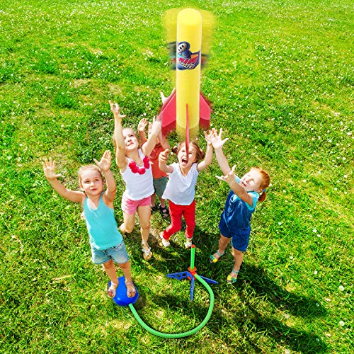 Duckura Jump Rocket Launchers for Kids, Outdoor Air Rocket Toys with Launcher and 6 Foam Rockets, Summer Toys Gift for Boys Girls Toddlers Ages 3 4 5 6 and Up