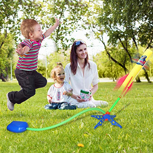 Duckura Jump Rocket Launchers for Kids, Outdoor Air Rocket Toys with Launcher and 6 Foam Rockets, Summer Toys Gift for Boys Girls Toddlers Ages 3 4 5 6 and Up