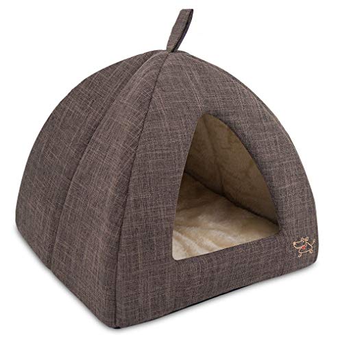 Best Pet SuppliesPet Tent-Soft Bed for Dog and Cat by Best Pet Supplies - Brown Linen, 19" x 19" x H:19" (TT609-XL)