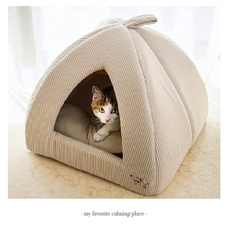 Best Pet SuppliesPet Tent-Soft Bed for Dog and Cat by Best Pet Supplies - Brown Linen, 19" x 19" x H:19" (TT609-XL)