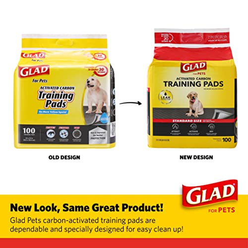 Glad for Pets Black Charcoal Puppy Pads | Puppy Potty Training Pads That ABSORB & NEUTRALIZE Urine Instantly | New & Improved Quality, 100 count